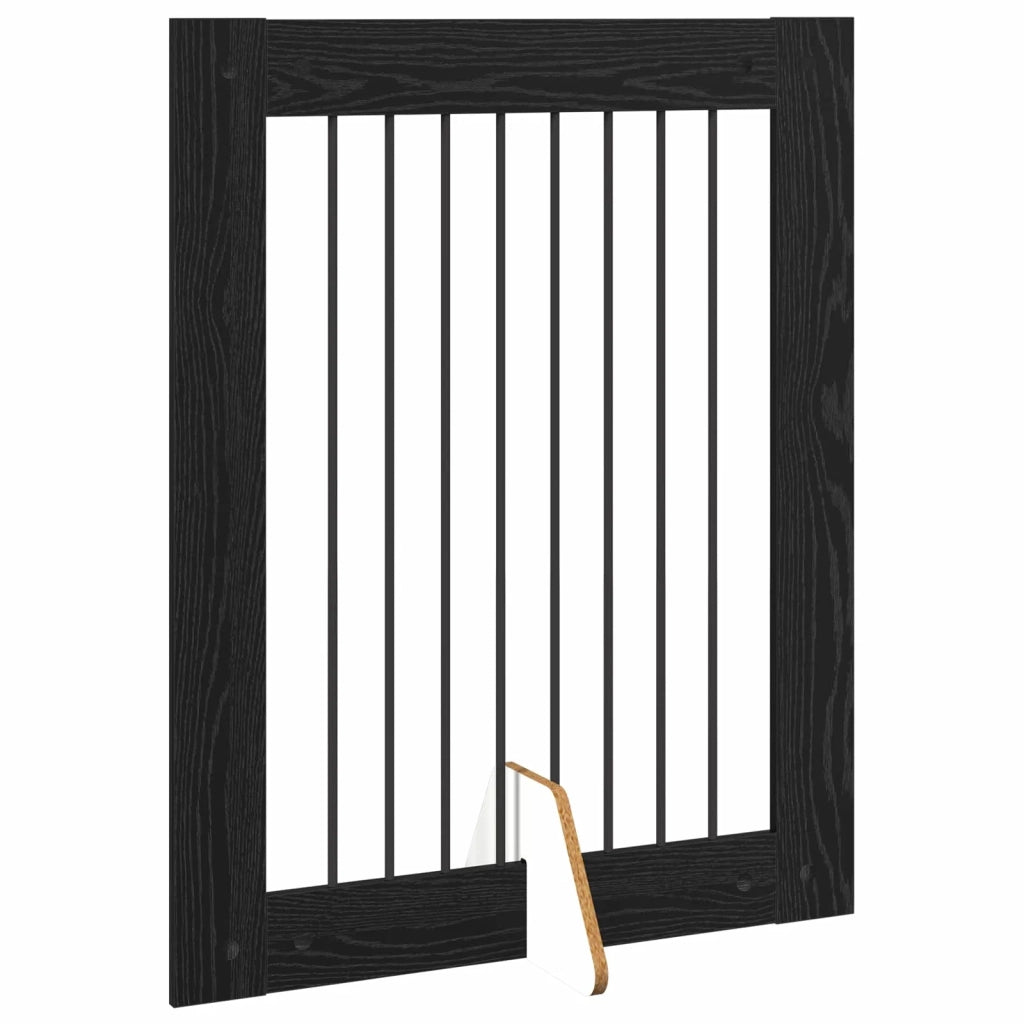 Cancello per cani pieghevole con supporti 2 pz Rovere Nero 892037