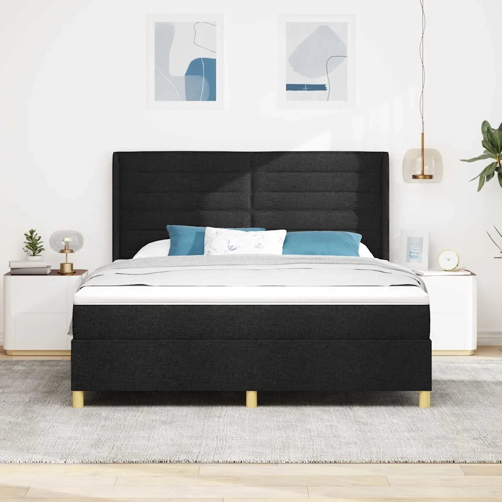 Letto a molle con materasso Nero 140 x 200 cm Tessuto