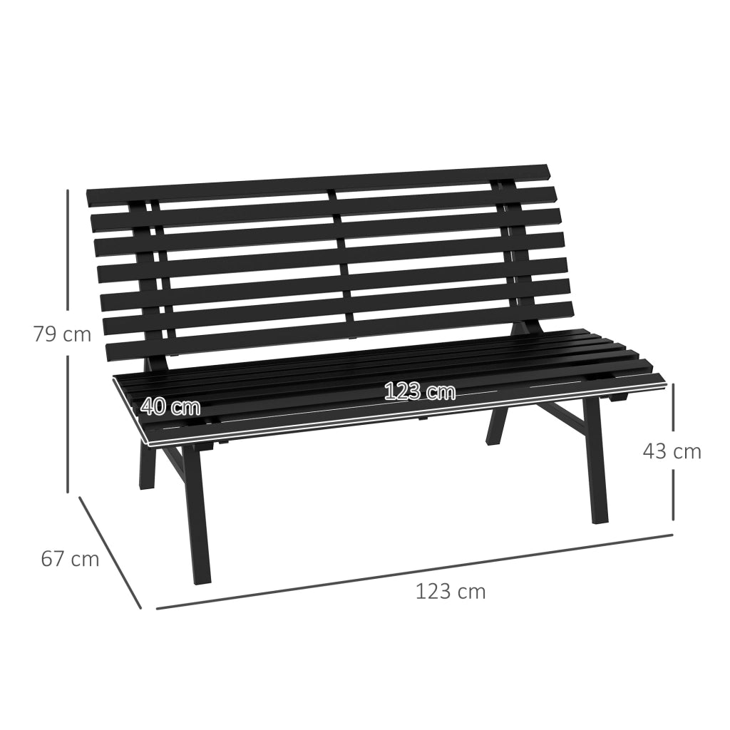 Panchina da giardino 2 posti ¨C Xylo ¨C Alluminio nero a doghe 123x67x79cm
