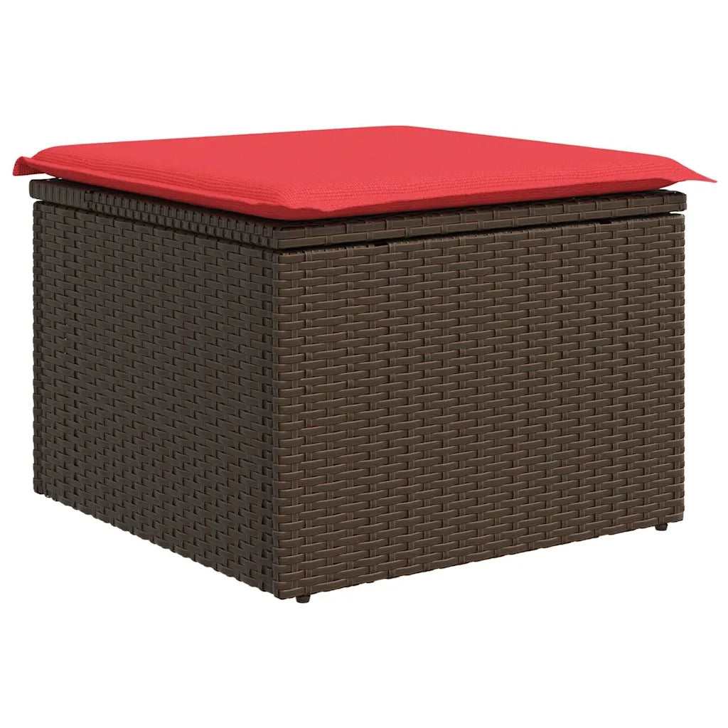 Set Divano da Giardino 5 pz Marrone e Rosso polyrattan 3355693
