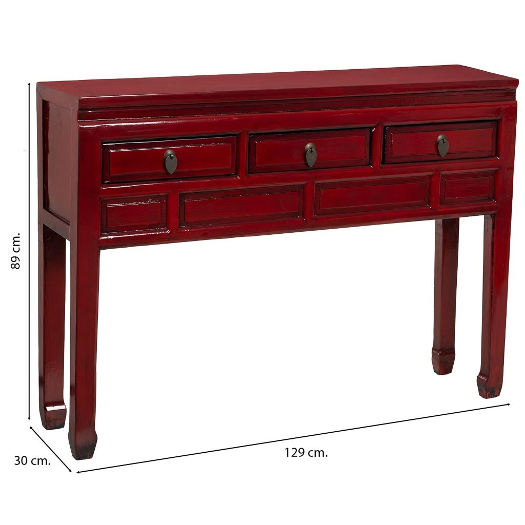 Mobile da ingresso in legno rosso 129x30x89h cm