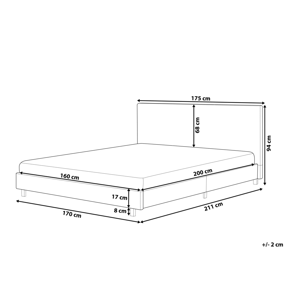 Letto matrimoniale imbottito in bouclé beige 160 x 200 cm con rete e testata