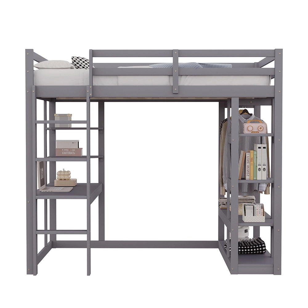 Letto a castello - Xylo - 140x200 cm scrivania grigio
