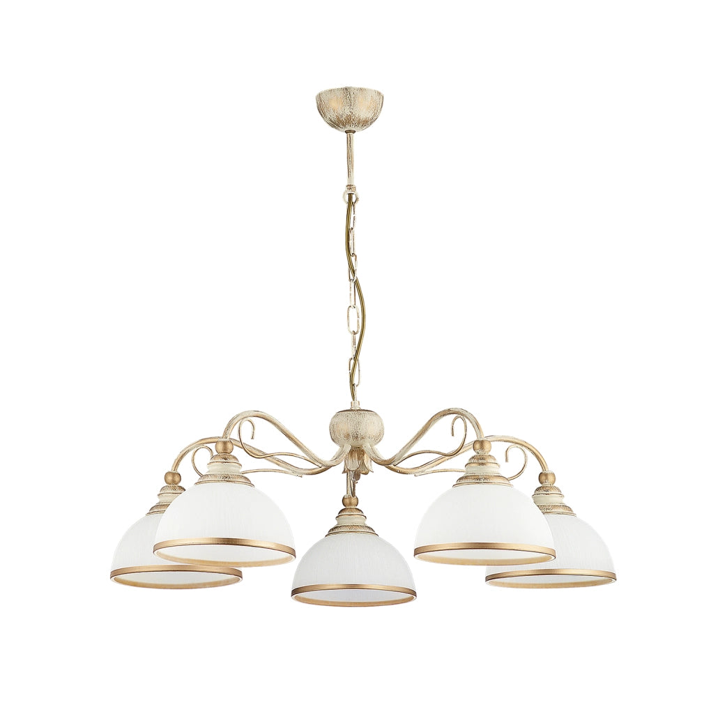 Lampadario classico XSARA ecru 5xE27 vetro Jupiter
