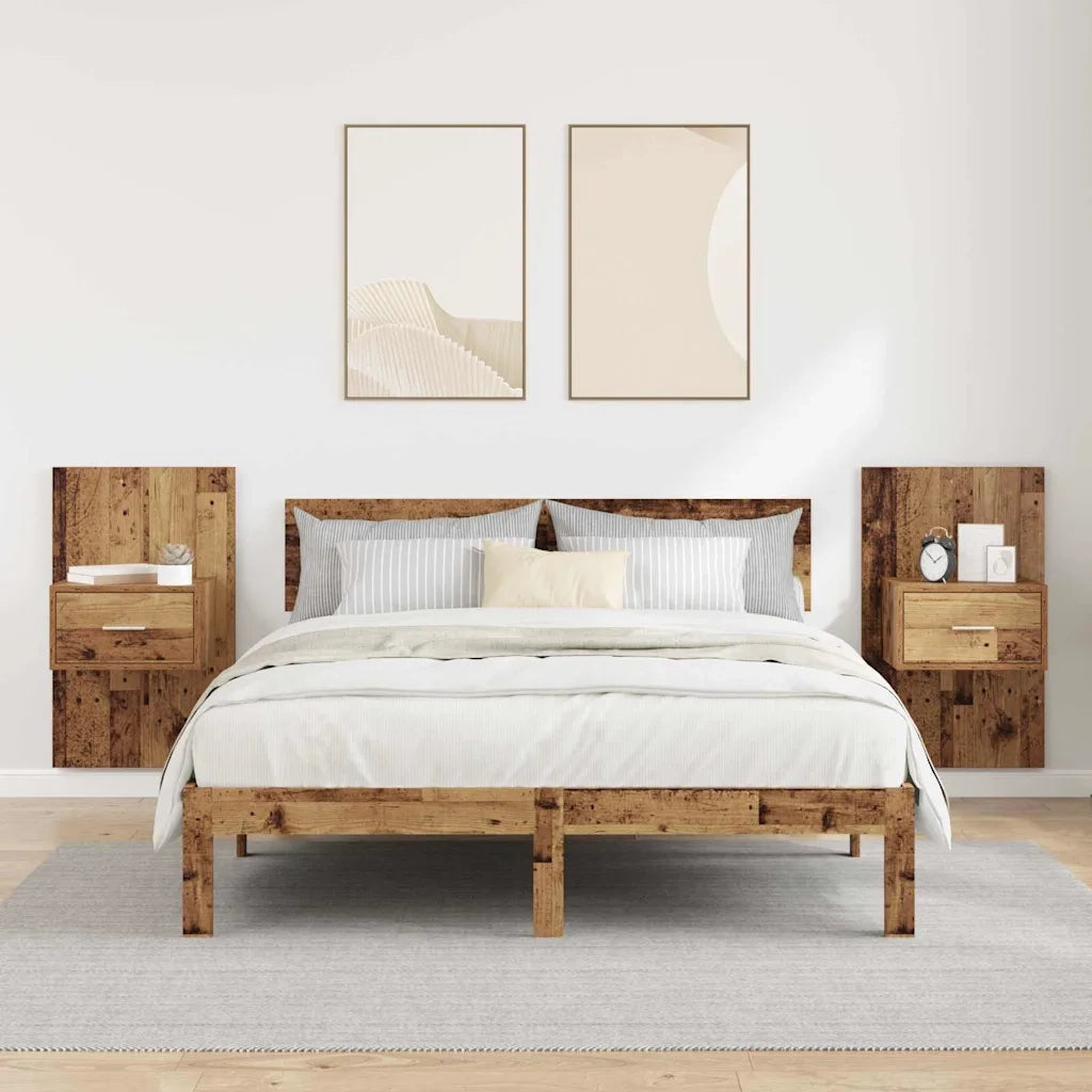 Set di 2 Comodini | Armadio da Notte | Mobiletto da notte Legno vecchio 50 x 32,5 x 80cm