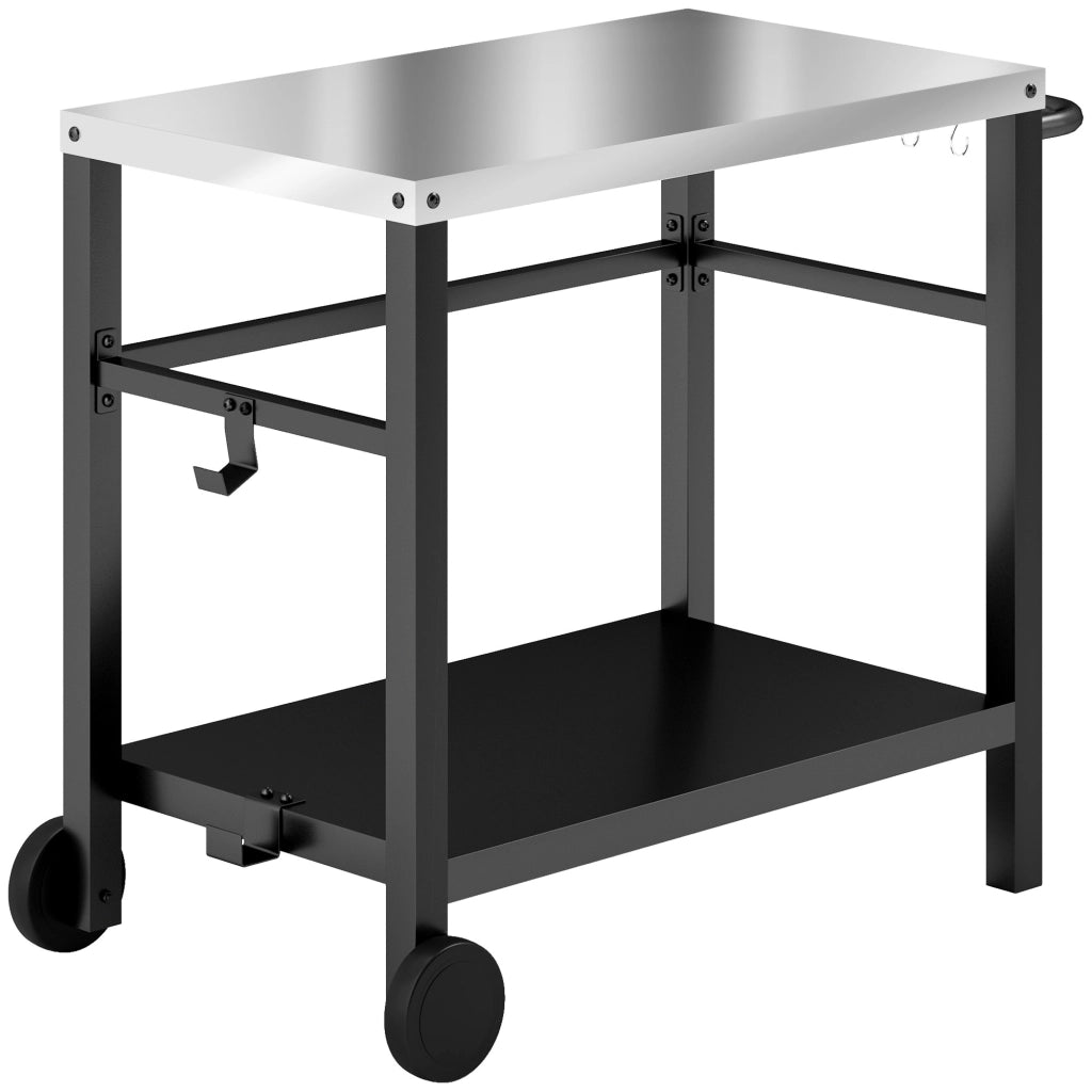 Carrello barbecue da giardino ¨C Xylo ¨C piano di lavoro con ganci e ripiano 102x50x81cm grigio antracite