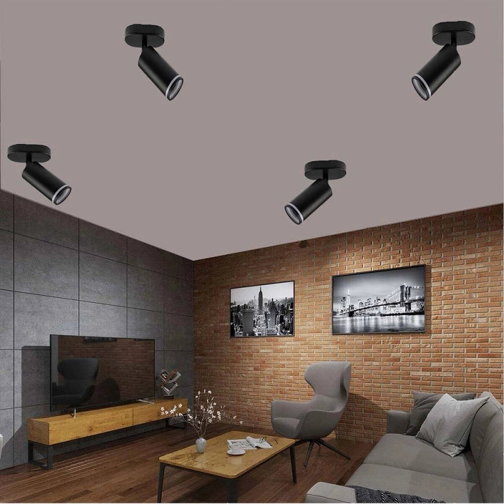 Trade Shop - Applique Plafoniera Orientabile Da Soffitto Parete 1 Diffusore Lampada Gu10 Ts-1 - Nero