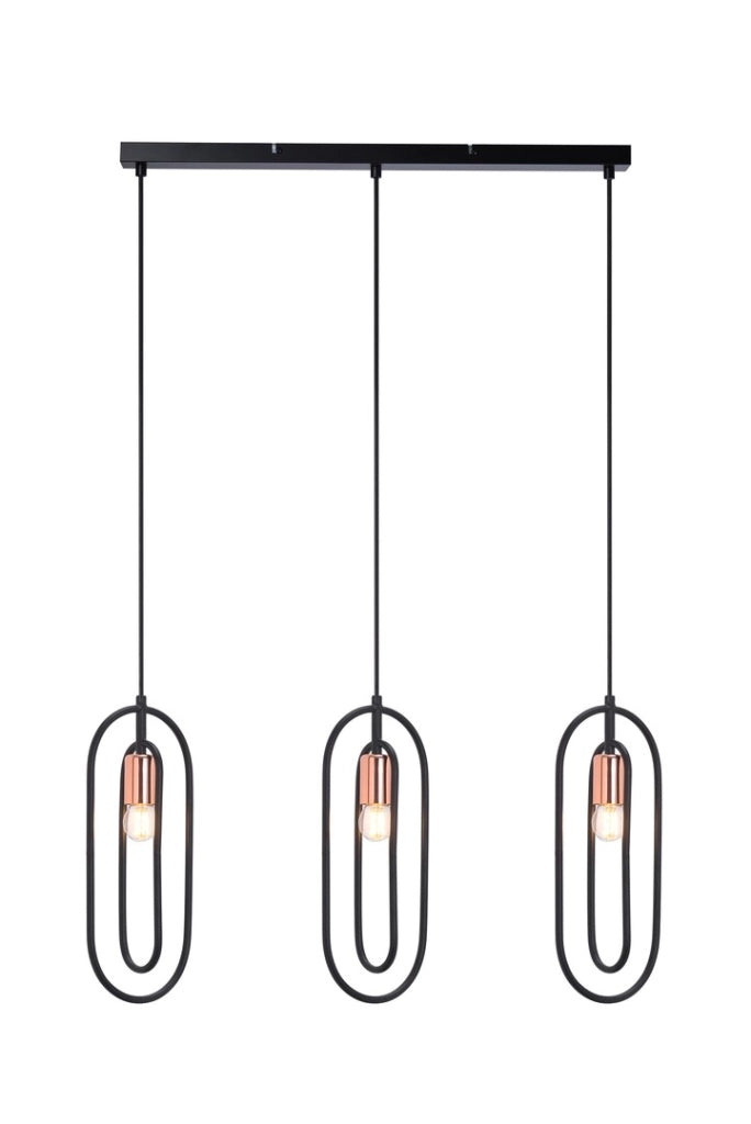 Lampada sospensione Rabalux Rovier nera metallo 3xE27