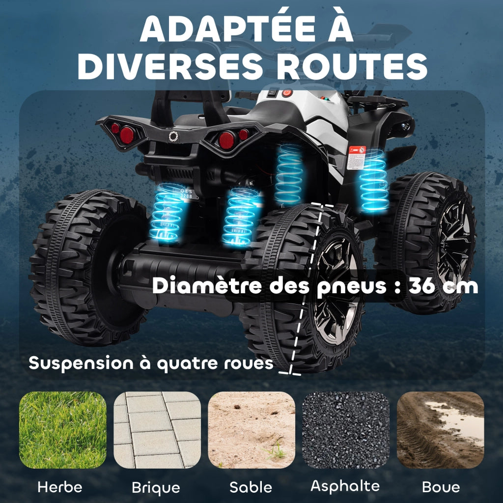 Quad elettrico per bambini ¨C zephmum ¨C bianco e nero