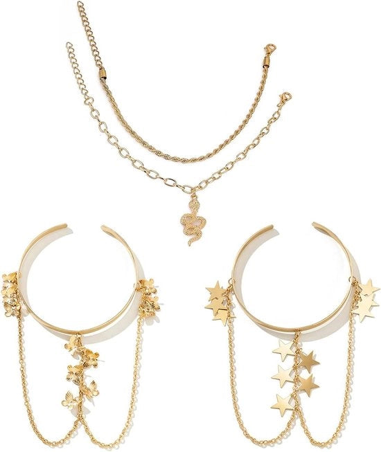 3 Pezzi Cuff Bicipitale per Donne | Banda Classica Singola | Bellissimo e Carino per Decorazione del Braccio | Abbinamento Ideale per Festa di Compleanno