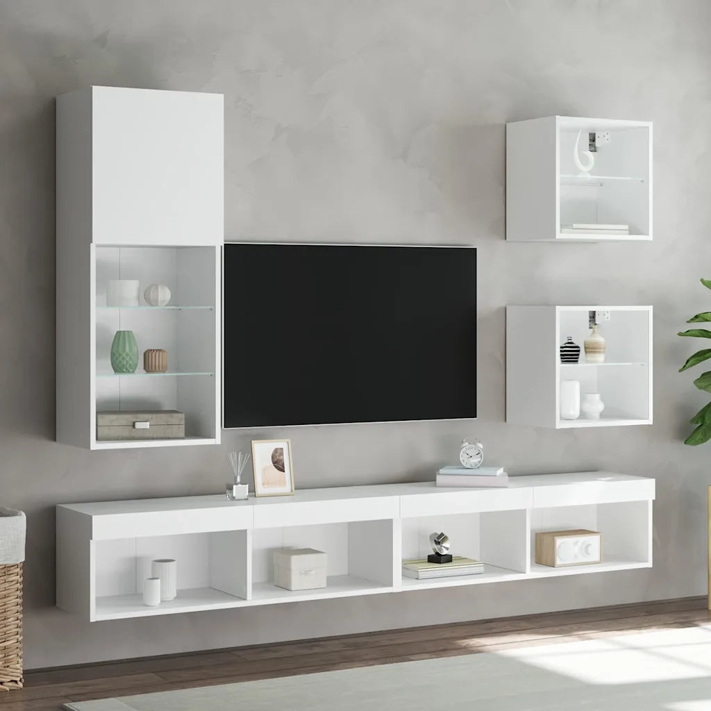 Comodino con Luci LED a Parete Bianco 837064