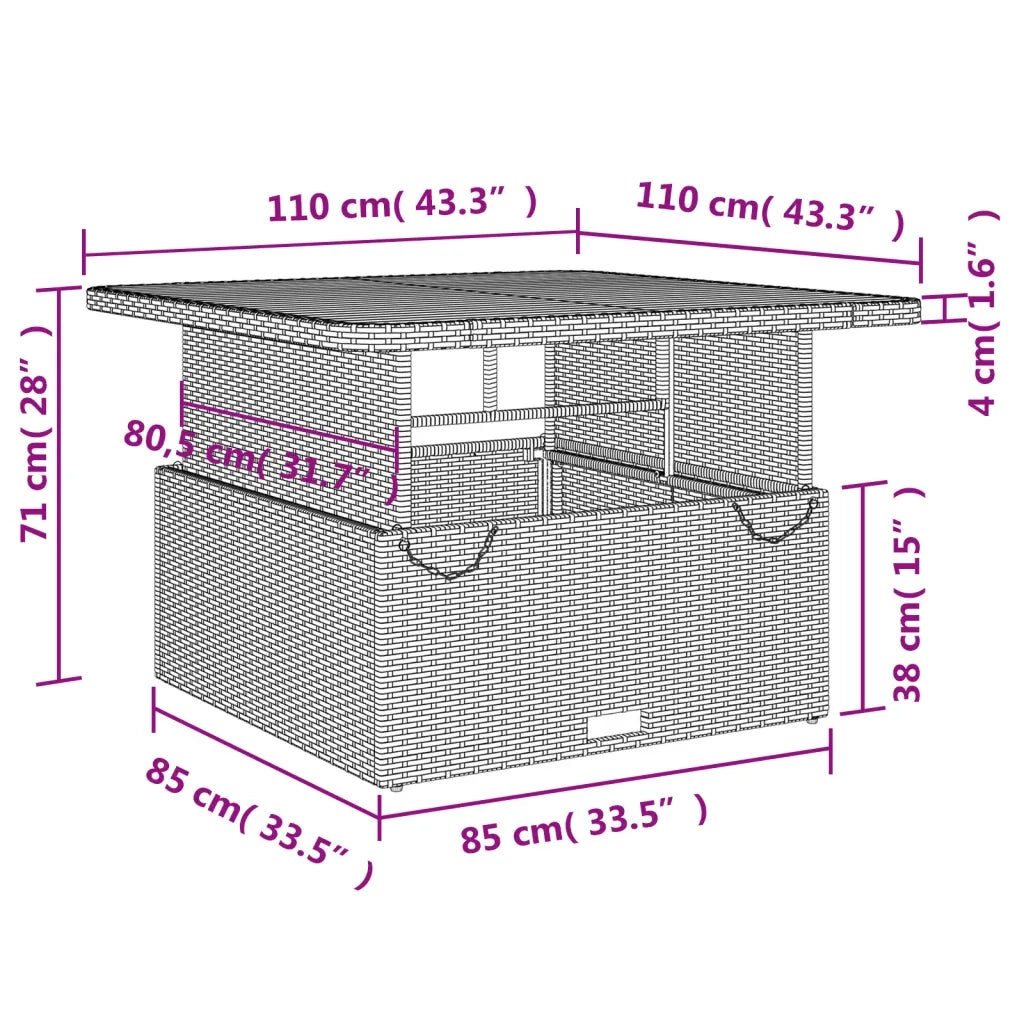 Set da Pranzo da Giardino 5 pz Nero con Cuscini in Polyrattan 3277449