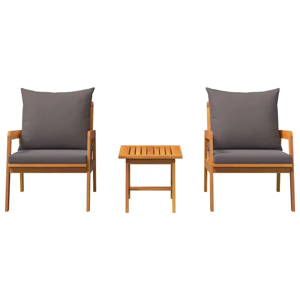 Set bistrot con cuscino 3 pcs Marrone Legno di Acacia Massello 4106460
