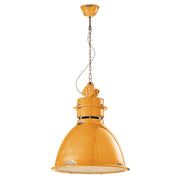 Lampadario Industrial Ferro E Ceramica Vintage Giallo 1 Luce E27 50Cm