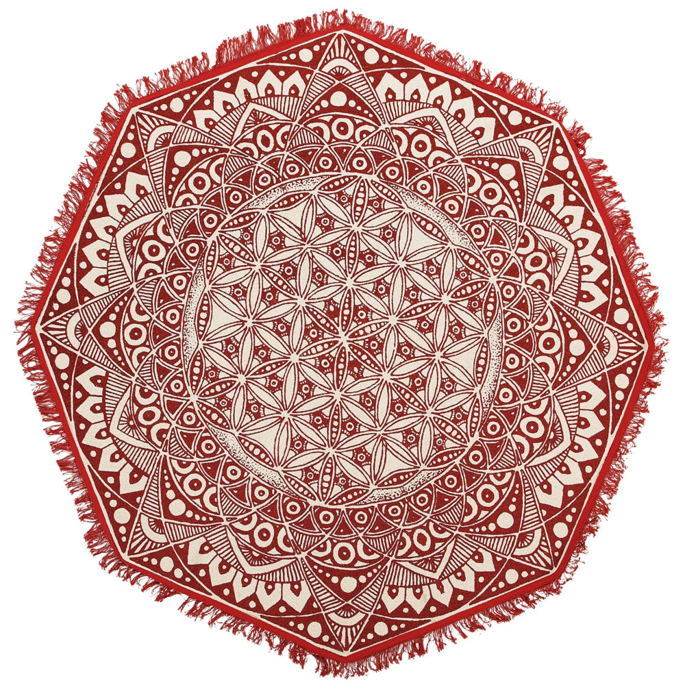 Tappeto tappetino Cotone Rosso stile Orientale Soggiorno ø 120 cm