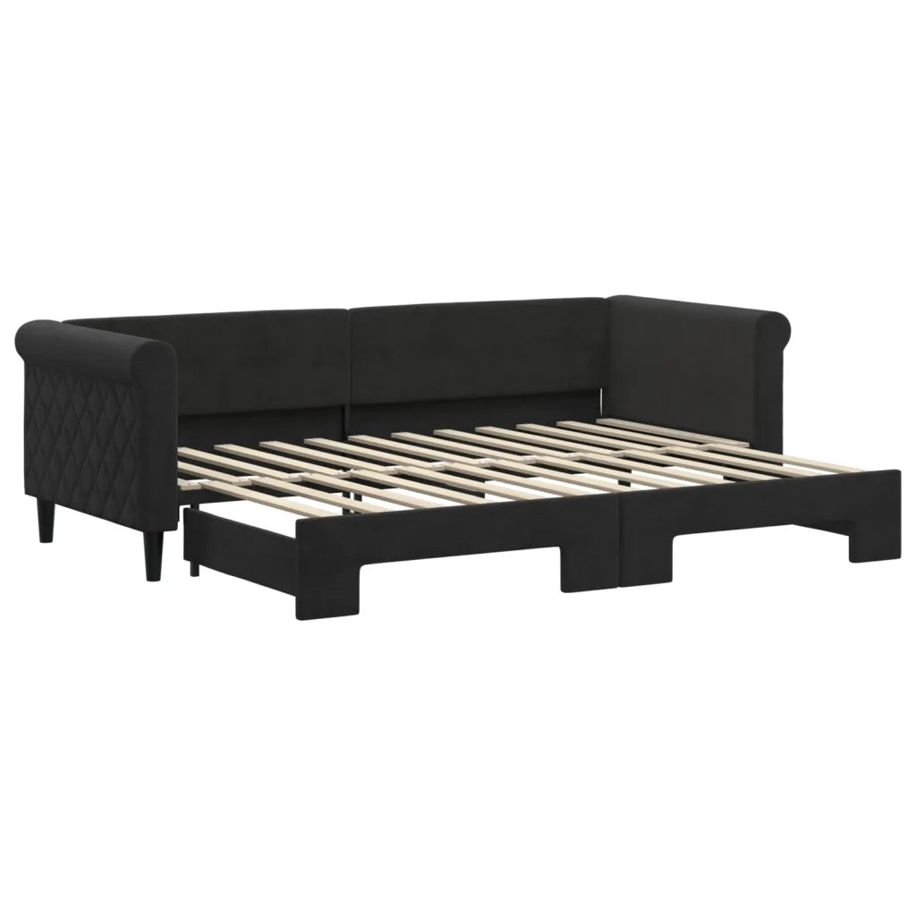 Divano Letto con Letto Estraibile-Sofa Letto-Daybed Nero 80x200 cm in Velluto 331047