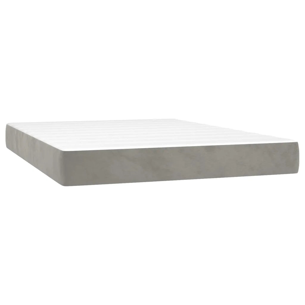 Materasso a Molle Insacchettate Rigidit¨¤ Media Grigio Chiaro 140x200x20 cm in Velluto