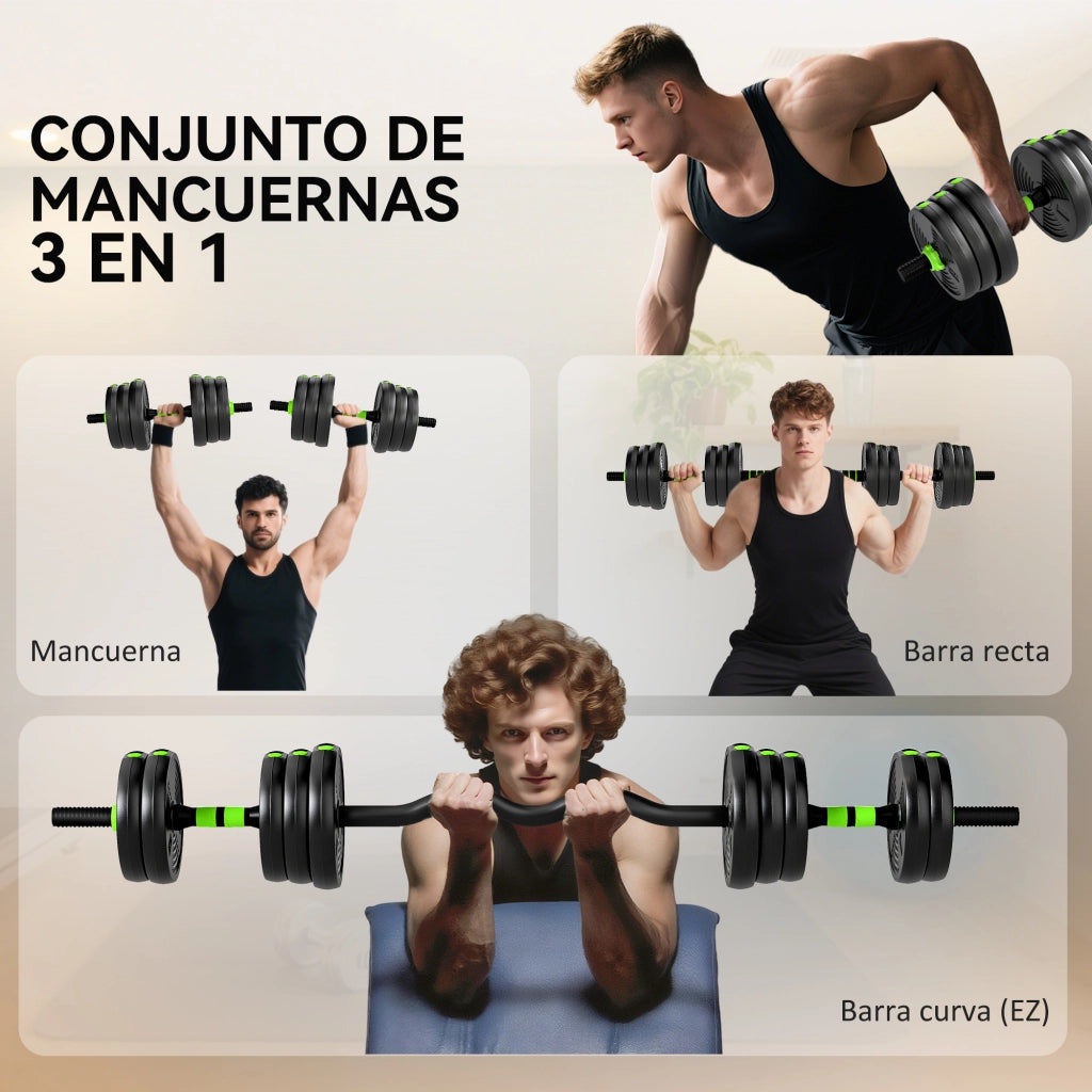 Set di manubri regolabili 20 kg ¨C Minimal ¨C verde
