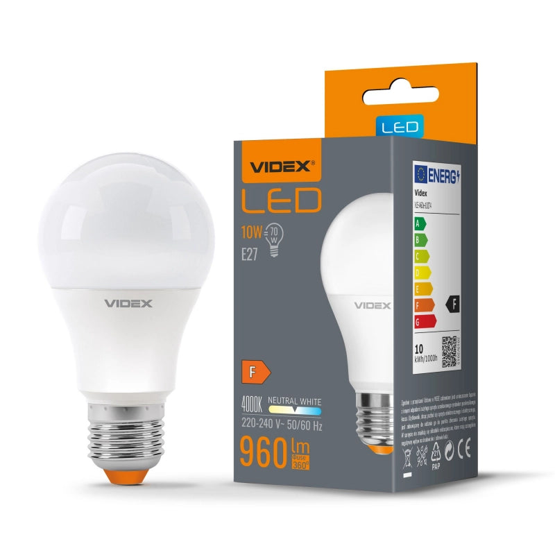 Lampadina LED A60 E27 10W 4000K 960lm bianca Videx