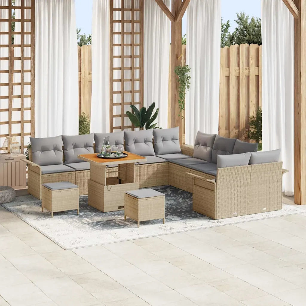 Set Divano da Giardino con cuscino 13 pcs Beige e Grigio Chiaro 3364142
