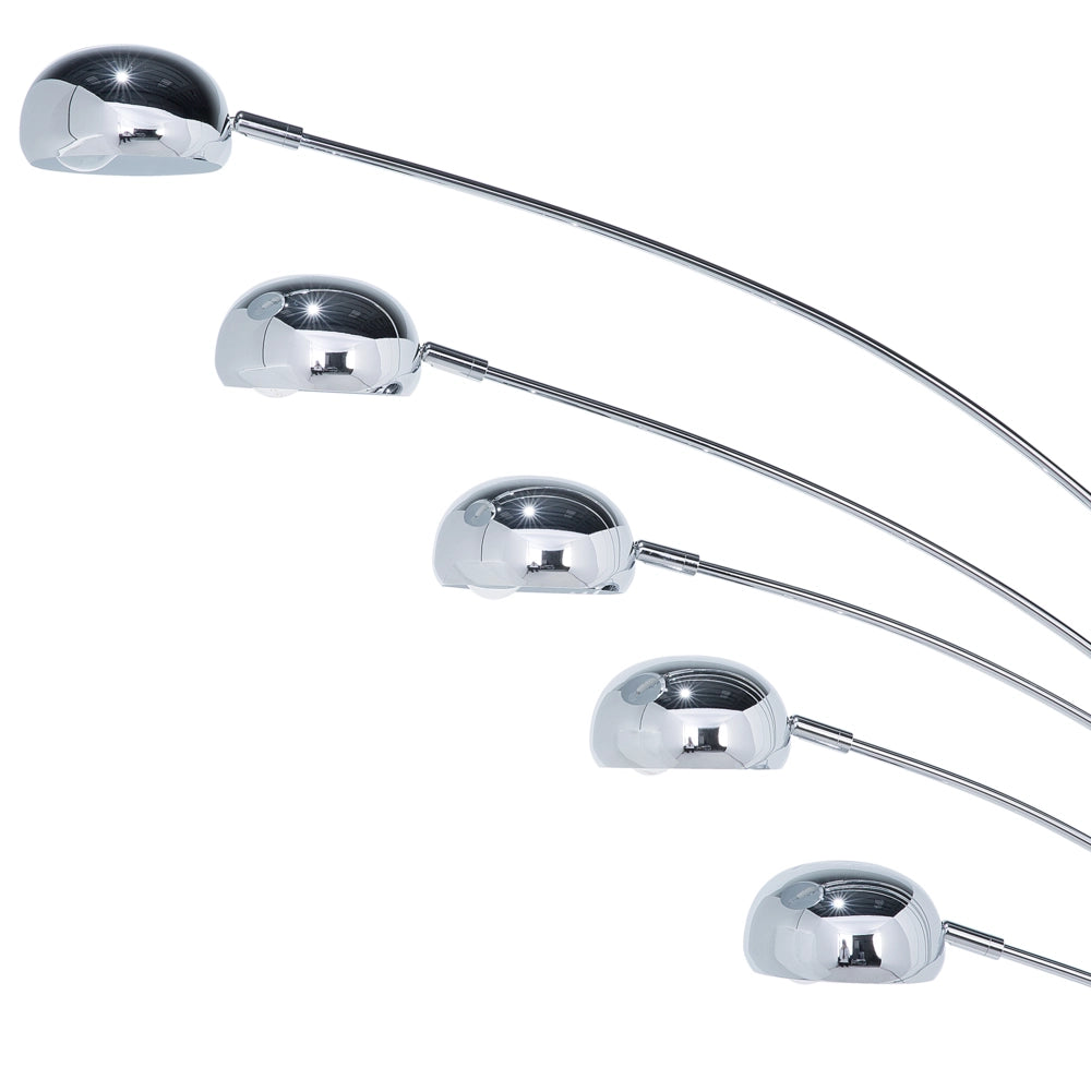 Lampada da Terra Colore Argento Metallo Cromato 210 cm Orientabile 5 Luci