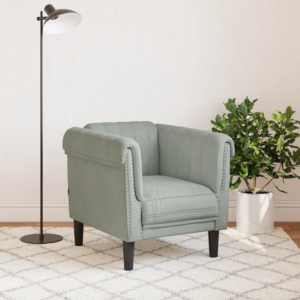 Poltrona | Sedia Relax Grigio Chiaro in Velluto