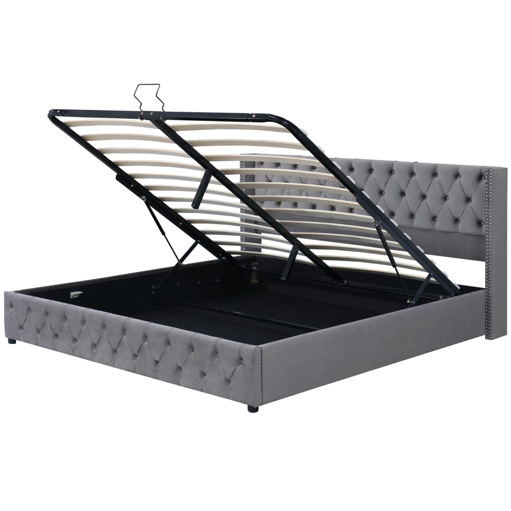 letto imbottito velluto grigio 160 x 200 cm