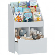 Libreria per Bambini con 3 Ripiani, 2 Cubi e Cassetti con Ruote ¨C Minimal ¨C 60x30x90 cm Grigio