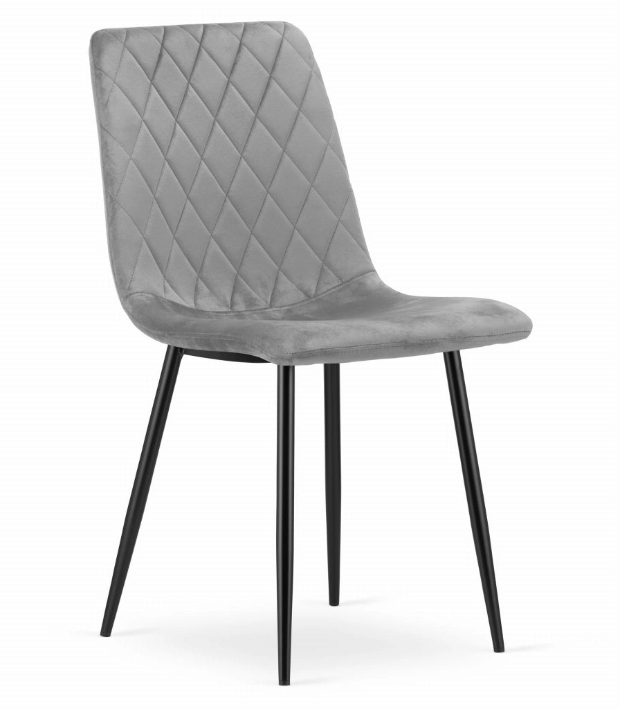 Sedia Valora TURIN in velluto grigio chiaro, design ergonomico x3