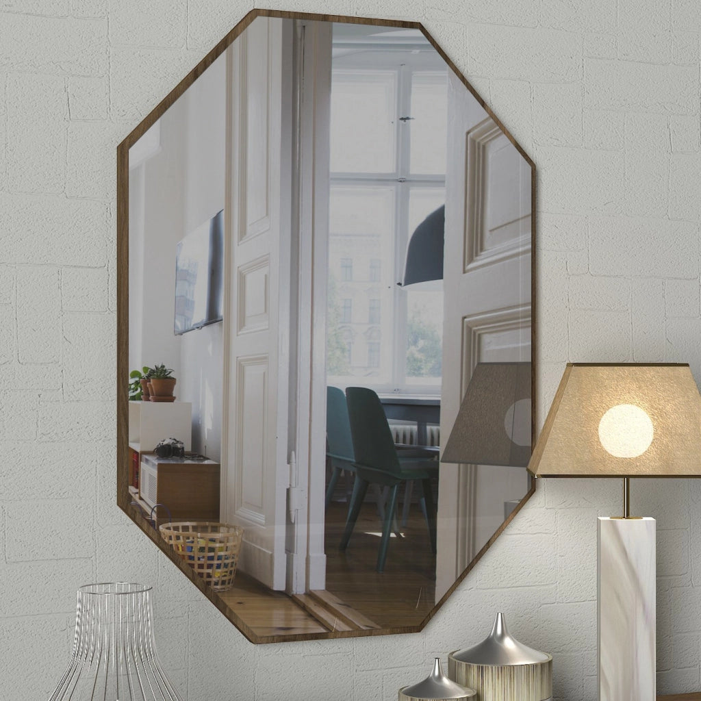 Specchio decorativo in legno "Lost" - 45 x 70 cm - Marrone