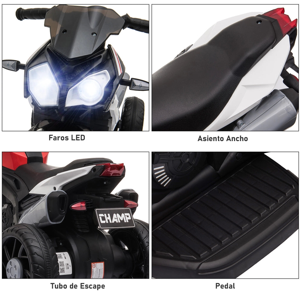 Trimoto Elettrico per Bambini 3+ ¨C Minimal ¨C 86x42x52 cm Nero Rosso