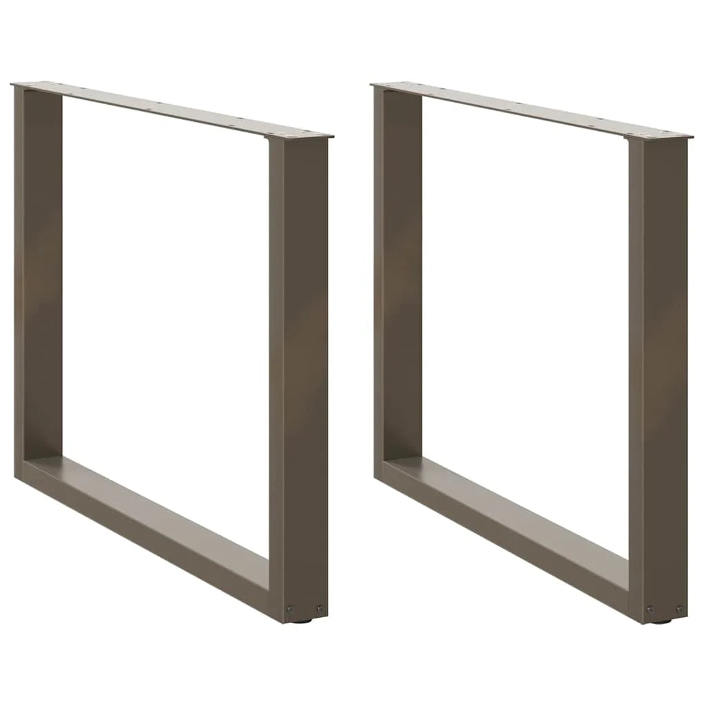 Set di 2 gambe per tavolo da pranzo a forma di U con piedini regolabili 100 x 72-73 cm in acciaio verniciato a polvere naturale 02_0057439