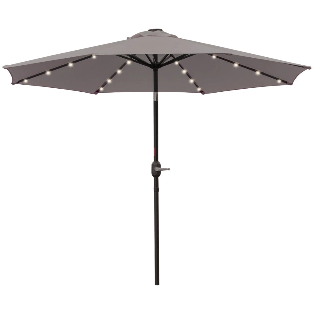 Sombrilla da giardino con luci LED solari ¨C zephmum ¨C grigio, acciaio, ?265 cm