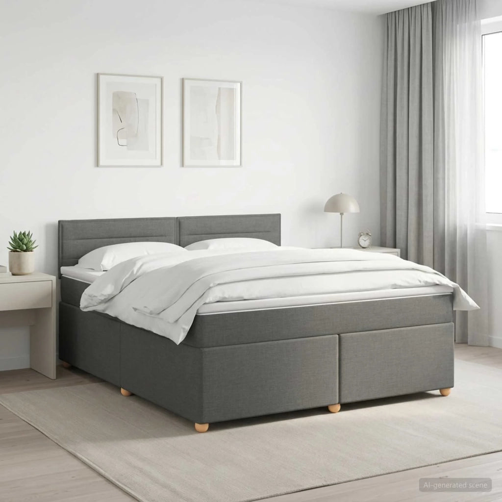Letto box spring con materasso Grigio Scuro 140 x 190 cm 3450945