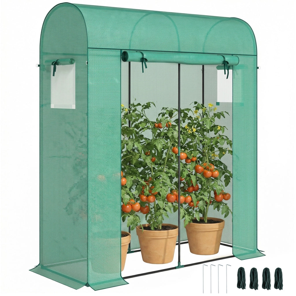 Serra per pomodori con tetto ad arco e rete ¨C Minimal ¨C Verde 170x68x200 cm