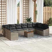 Set Divano da Giardino 11 pcs Grigio polyrattan