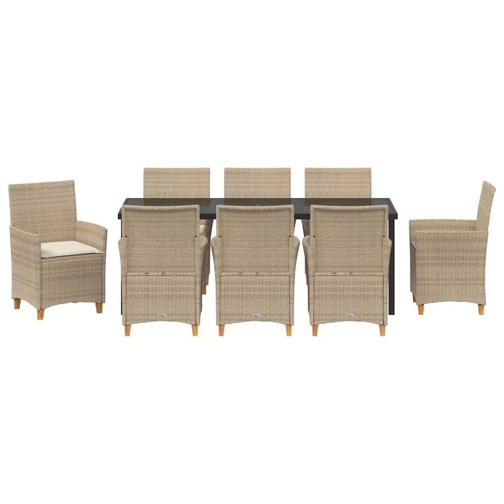 Set da Pranzo per Giardino 9 pcs Beige polyrattan 3381085