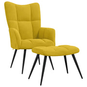 Poltrona Relax | Sedia Relax con Sgabello in Velluto Giallo Senape