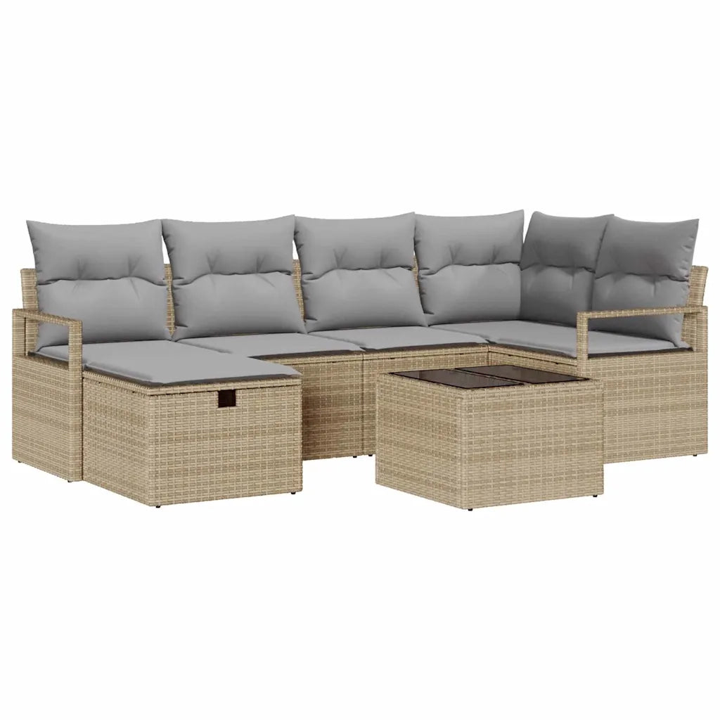 Set di divani 7 pcs Beige e Grigio Chiaro polyrattan 3359189