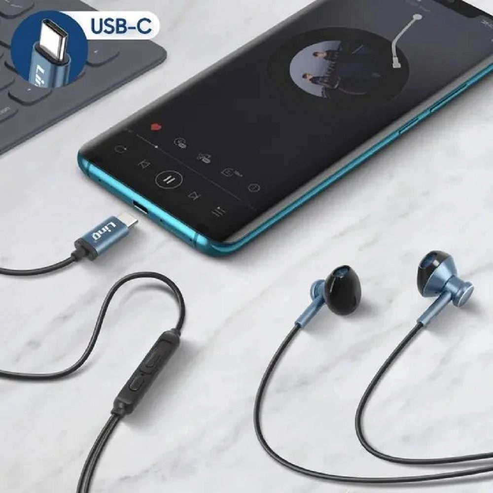 Trade Shop - Auricolari Cuffie Stereo In-ear Con Regolazione Volume Microfono Type-c Sm9809 -