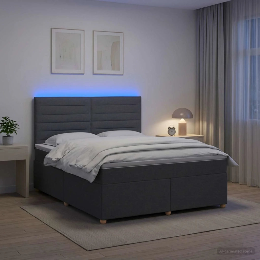 Letto box spring con materasso Grigio Scuro 140 x 190 cm 3455337
