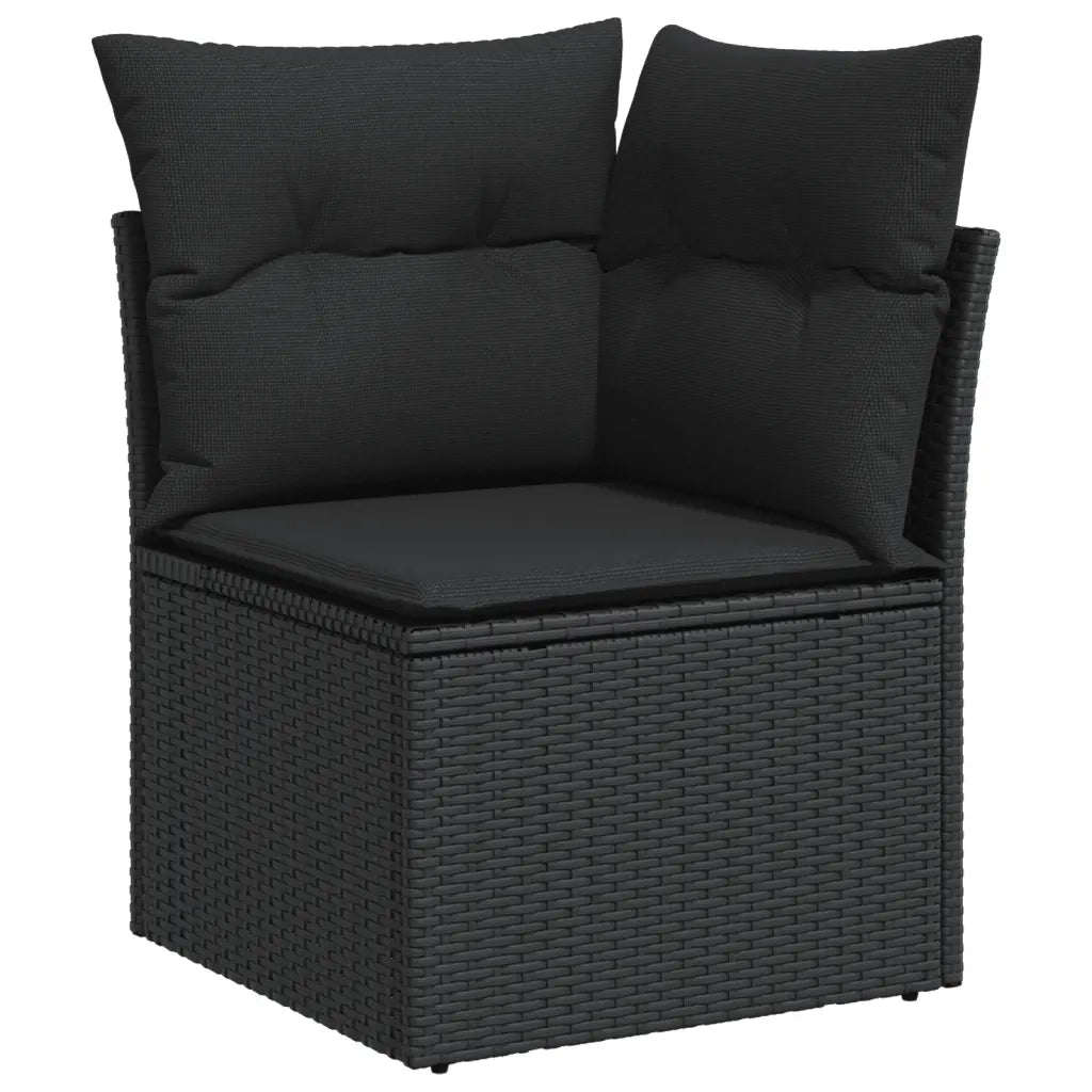 Set Divani da Giardino 10pz con Cuscini in Polyrattan Nero 3223104