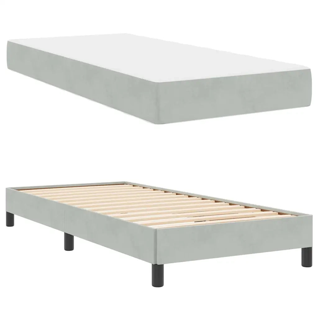 Letto a molle con materasso Grigio chiaro 90 x 190 cm Tessuto