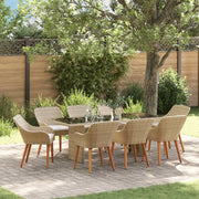 Set da Pranzo per Giardino con cuscino 9 pcs Beige polyrattan 3261630