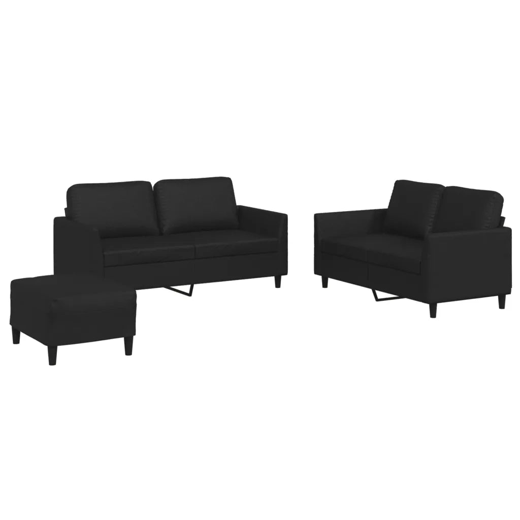 Set di Divani 3 pz con Cuscini Nero in Similpelle 3201755