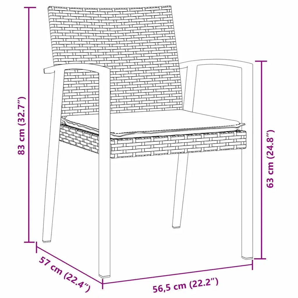 Set da Pranzo per Giardino 5 pcs Marrone e Nero Rattan in PE 3379060