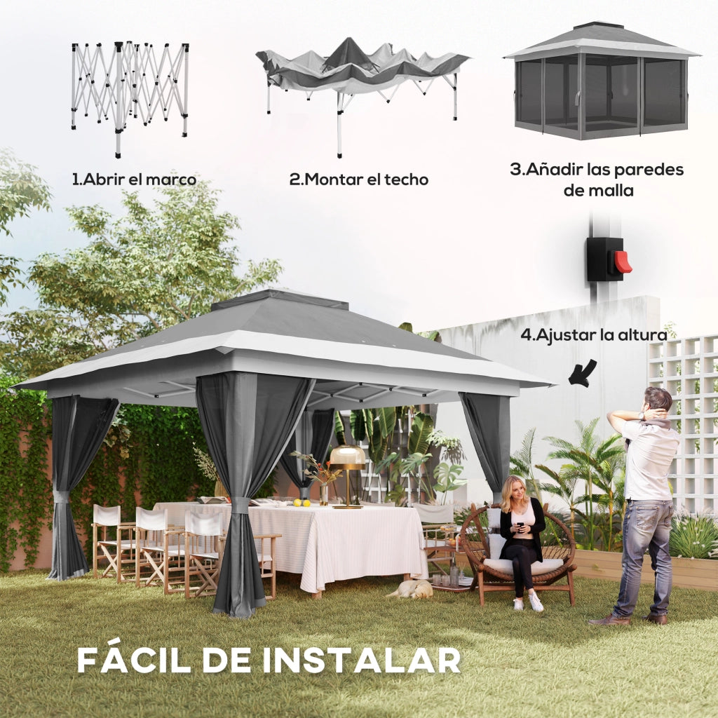Gazebo Pieghevole ¨C Minimal ¨C Grigio 3.6x3.6 m