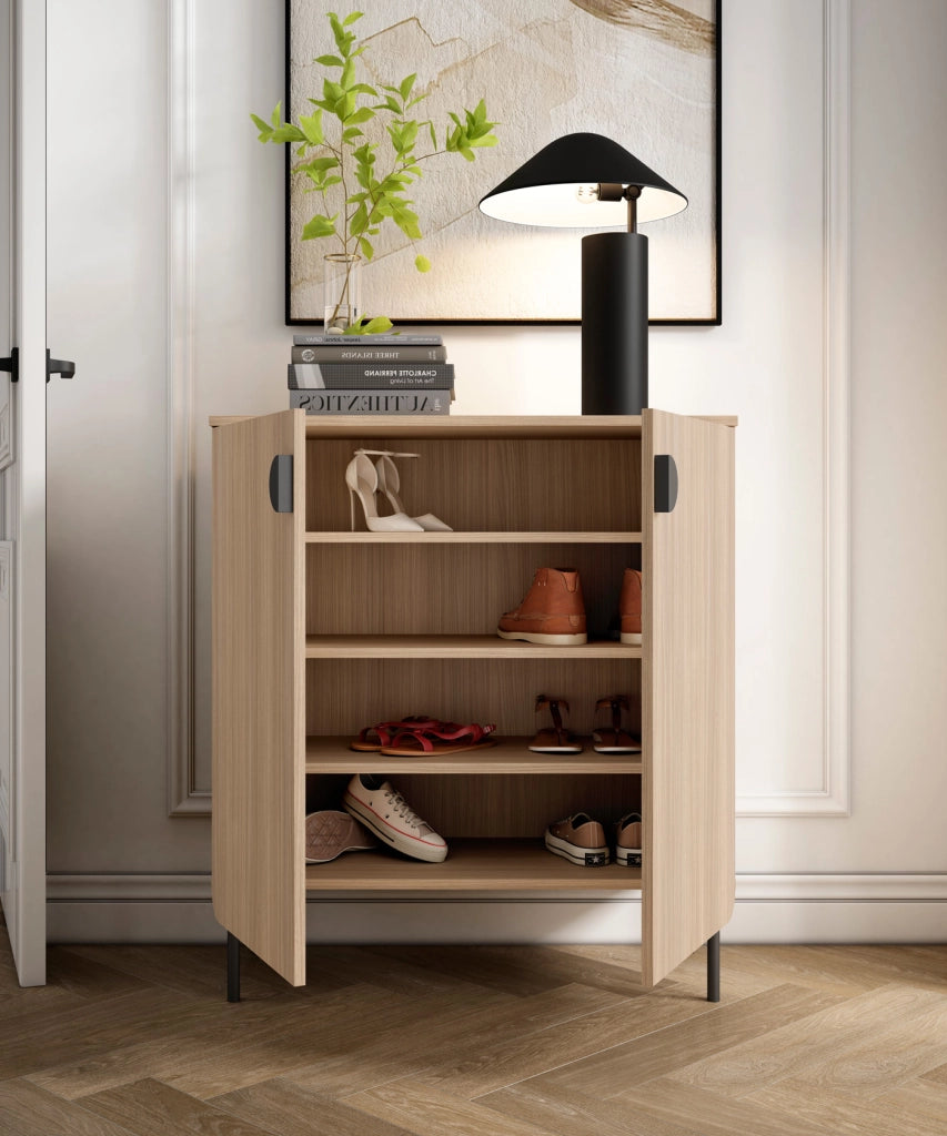 Mobile portascarpe Herdasa effetto noce chiaro 90×80×34?cm