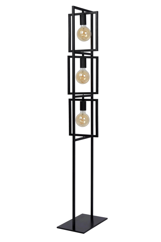 Lampada da terra loft Luuk 3 luci E27 nera Lucide