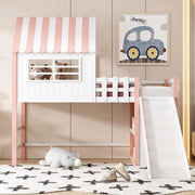 Letto bambini - Xylo - 90x200 cm con scivolo rosa